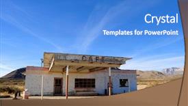  Presentation with texas - Audience pleasing theme consisting of abandonned building - abandoned cafe on a desert backdrop and a teal colored foreground