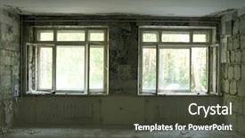  Presentation with dark building - Slide deck featuring abandonned building - dark room background and a dark gray colored foreground