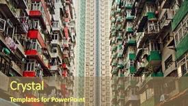  Presentation with apartments - Theme with abandonned building - old apartments in hong kong background and a coral colored foreground