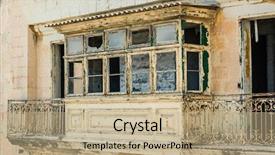  Presentation with street - Cool new presentation design with abandonned building - old ruined balcony backdrop and a  colored foreground