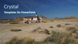  Presentation with house - PPT layouts enhanced with abandonned-house-in-the-middle background and a ocean colored foreground