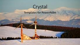  Presentation with wind turbines - Presentation design enhanced with abandonned-wind-turbines-in-winter background and a light gray colored foreground