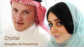  Presentation with abaya - Presentation having abaya - arabic couple wife and husband background and a lemonade colored foreground