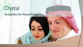  Presentation with abaya - Amazing PPT theme having abaya - arabic couple wife and husband backdrop and a  colored foreground