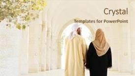  Presentation with abaya - Theme featuring abaya - muslim arabic couple walking together background and a lemonade colored foreground