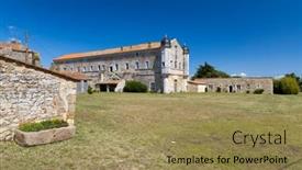  Presentation with france - Presentation theme consisting of abbaye-de-lieu-dieu-jard background and a  colored foreground