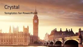  Presentation with parliament westminster london england - Theme enhanced with abbey - big ben and westminster background and a coral colored foreground