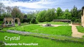  Presentation with french revolution - PPT theme featuring abbey-of-bonnefont-en-comminges background and a tawny brown colored foreground