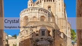  Presentation with blue sky - Slide deck consisting of abbey-of-the-dormition-under background and a coral colored foreground