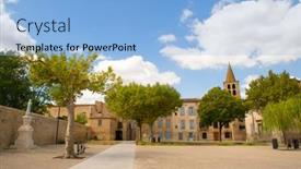  Presentation with saint - Slide deck having abbey-saint-papoul-in-french background and a light blue colored foreground