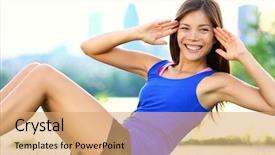  Presentation with woman sport - Presentation theme enhanced with abblue - exercise woman doing situps background and a coral colored foreground