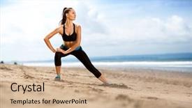  Presentation with exercise kids kid doing fitness - Slide set featuring abblue - fit woman doing exercises background and a coral colored foreground