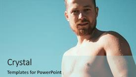  Presentation with sunny sky - Audience pleasing slide deck consisting of abblue - muscular man with muscle torso backdrop and a light blue colored foreground
