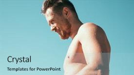  Presentation with sunny sky - Amazing PPT theme having abblue - muscular man with muscle torso backdrop and a light blue colored foreground