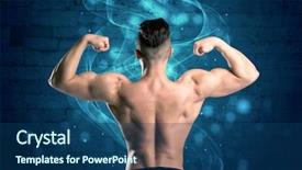  Presentation with weight lifting - PPT theme with abblue - sexy body builder lifting weight background and a ocean colored foreground