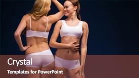  Presentation with sports wear - Amazing presentation design having abblue - two attractive female fitness models backdrop and a tawny brown colored foreground