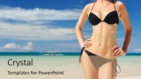  Presentation with woman nude body - Presentation design having abblue - woman with beautiful body background and a  colored foreground