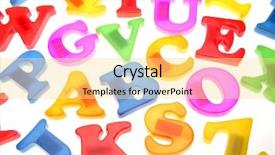  Presentation with wooden english letters alphabet - Cool new presentation with abc blocks - alphabet letters over white background backdrop and a yellow colored foreground