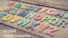  Presentation with alphabet - Beautiful PPT layouts featuring abc blocks - colorful wooden english alphabet set backdrop and a gray colored foreground