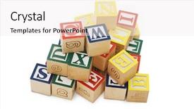  Presentation with white letters - Amazing PPT theme having abc blocks - cubes with letters isolated backdrop and a sky blue colored foreground