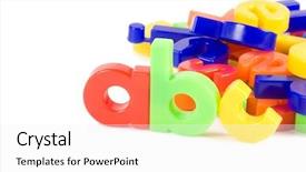  Presentation with wooden english letters alphabet - Amazing slides having abc blocks - plastic english letters isolated backdrop and a white colored foreground