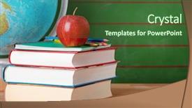  Presentation with abc - Presentation theme featuring abc blocks - stack of books red apple background and a ocean colored foreground