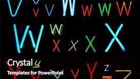  Presentation with 80s era neon lights sign - PPT theme consisting of abc blocks z - neon letters v w x background and a black colored foreground