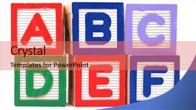  Presentation with abc - Presentation design consisting of abc building blocks - wooden toy block background and a  colored foreground