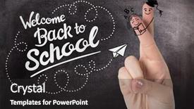  Presentation with black students - Cool new PPT theme with abc graduation - fingers posed as students backdrop and a dark gray colored foreground