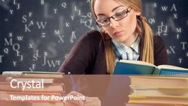  Presentation with abc - Beautiful PPT layouts featuring abc graduation - nerd girl sitting backdrop and a coral colored foreground