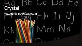  Presentation with crayons - Cool new slides with abc graduation - pencil crayons with chalkboard background backdrop and a black colored foreground