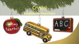  Presentation with school graduation - PPT theme featuring abc graduation - three school ornaments hanging background and a tawny brown colored foreground