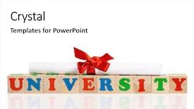  Presentation with university - PPT layouts featuring abc graduation - university word formed by colorful background and a white colored foreground