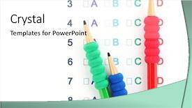  Presentation with psychological test methods - Colorful presentation theme enhanced with abcd - b c d test close-up backdrop and a  colored foreground