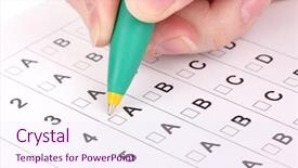  Presentation with questions answers question answer icon - Audience pleasing presentation consisting of abcd - responding to test questions close-up backdrop and a  colored foreground