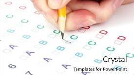  Presentation with questions answers question answer icon - Presentation theme having abcd - responding to test questions close-up background and a  colored foreground