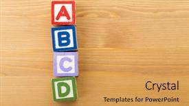  Presentation with wooden toy - Presentation design having abcd wooden toy block background and a yellow colored foreground