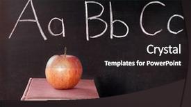  Presentation with abc - Cool new PPT theme with abcs apple textbooks backdrop and a dark gray colored foreground