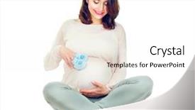  Presentation with pregnant woman - Colorful presentation enhanced with abdomen - pregnant woman touching her belly backdrop and a white colored foreground