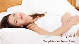 Presentation with pain - PPT theme having abdomen pain - young woman stroking her belly background and a lemonade colored foreground