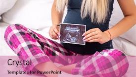  Presentation with pregnant woman in hospital - Amazing PPT theme having abdomen x ray - happy young pregnant woman backdrop and a coral colored foreground
