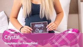 Presentation with pregnant woman - Colorful slide deck enhanced with abdomen x ray - happy young pregnant woman backdrop and a  colored foreground