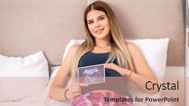  Presentation with medicine pregnant woman - PPT theme featuring abdomen x ray - happy young pregnant woman background and a  colored foreground