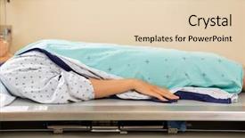  Presentation with xray - Amazing PPT theme having abdomen x ray - midsection of female patient lying backdrop and a  colored foreground