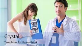  Presentation with ultrasound - Amazing presentation theme having abdomen x ray - pregnant woman visiting radiologyst backdrop and a light blue colored foreground
