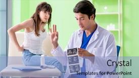  Presentation with ultrasound - Beautiful presentation design featuring abdomen x ray - pregnant woman visiting radiologyst backdrop and a  colored foreground