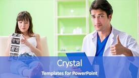  Presentation with ultrasound - Beautiful theme featuring abdomen x ray - pregnant woman visiting radiologyst backdrop and a  colored foreground