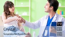  Presentation with pregnant woman - Audience pleasing PPT layouts consisting of abdomen x ray - pregnant woman visiting radiologyst backdrop and a  colored foreground