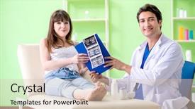  Presentation with pregnant woman - Colorful slides enhanced with abdomen x ray - pregnant woman visiting radiologyst backdrop and a lemonade colored foreground