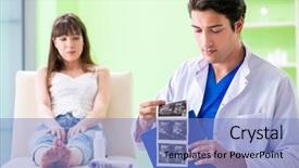  Presentation with pregnant woman - Colorful theme enhanced with abdomen x ray - pregnant woman visiting radiologyst backdrop and a light blue colored foreground